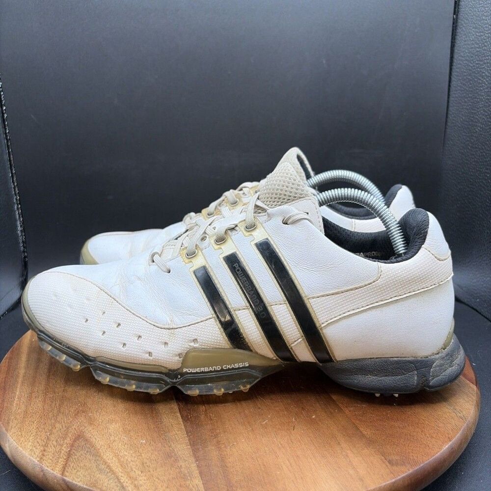 Adidas Powerband Chassis 3.0 Mens Size 9.5 Golf Shoes White Black Spikes 675492
